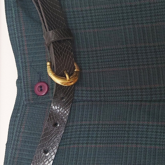 Vintage Lasting Impressions Forest Green Hounds Tooth Plaid Trouser Shorts - Picture 4 of 9